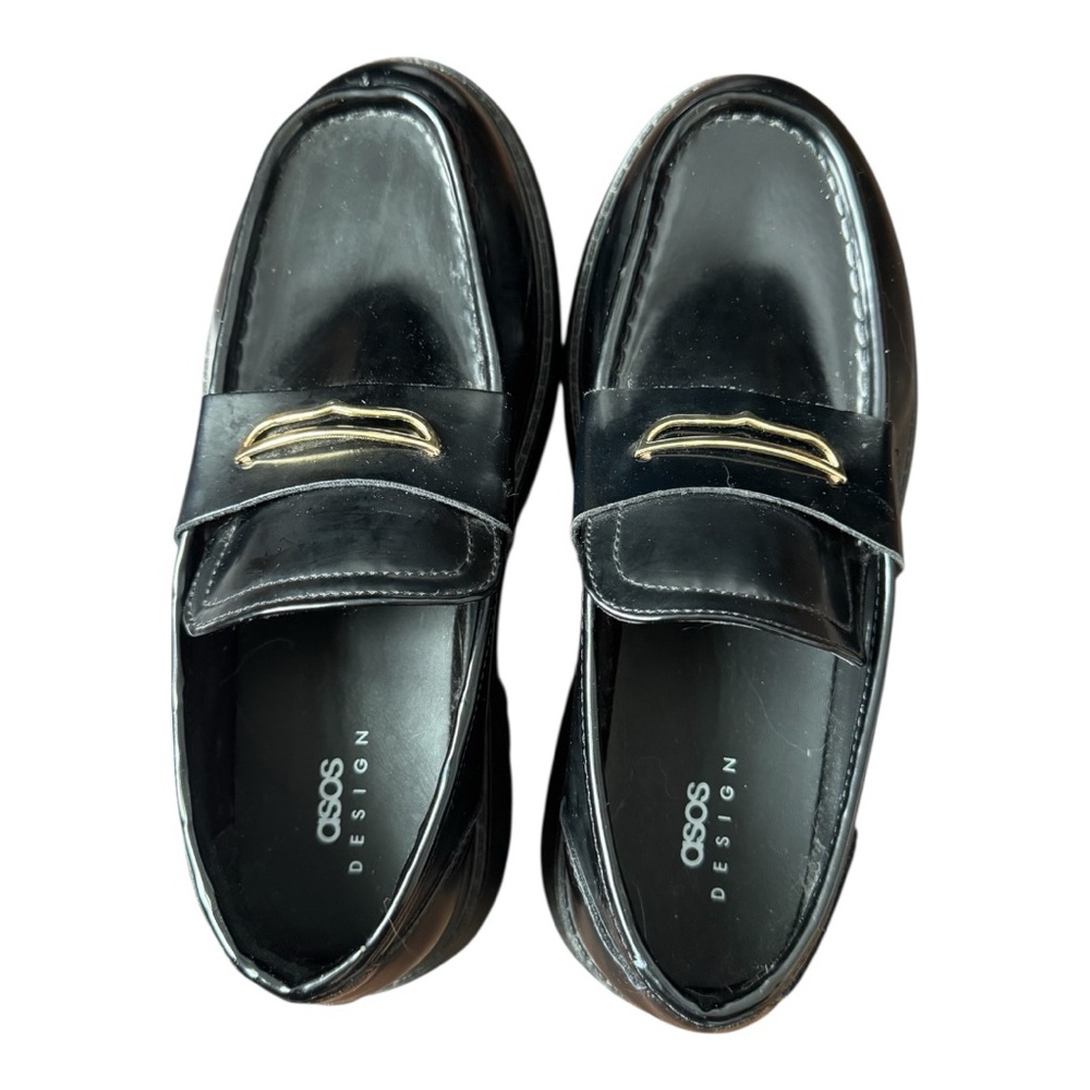 ASOS Chunky Black Loafers with Gold Accent